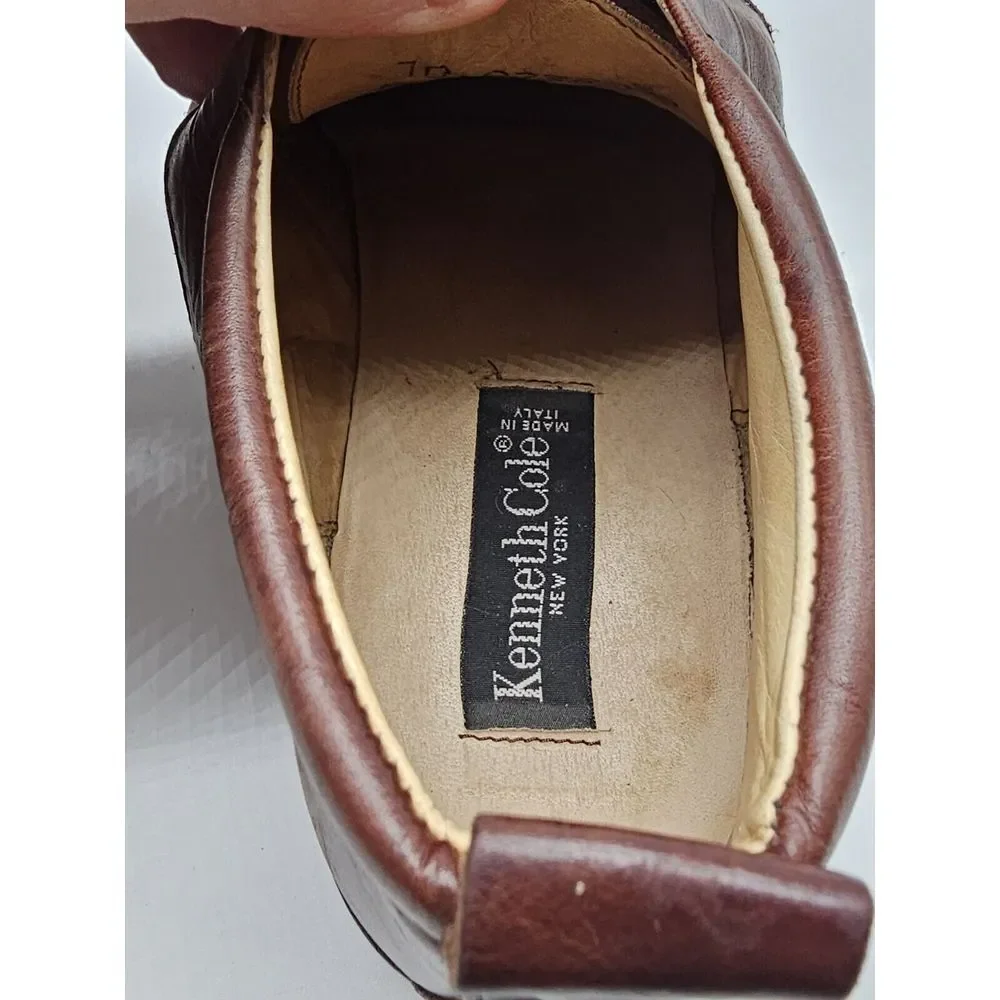 Vintage Kenneth Cole New York Made In Italy Brown Leather Ankle Boots 10 Lace Up